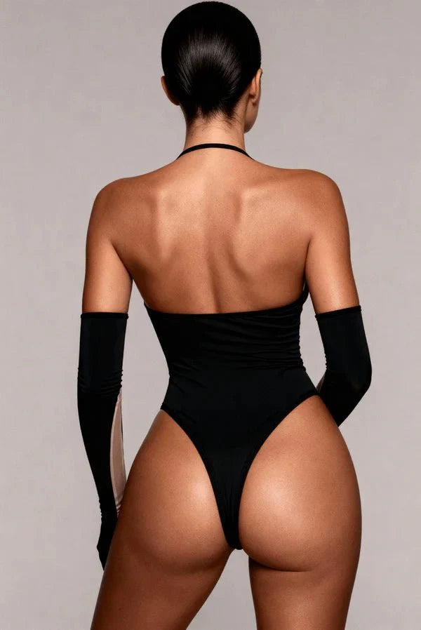 Swan - Siyah Transparan Bodysuit - Amoriawear.
