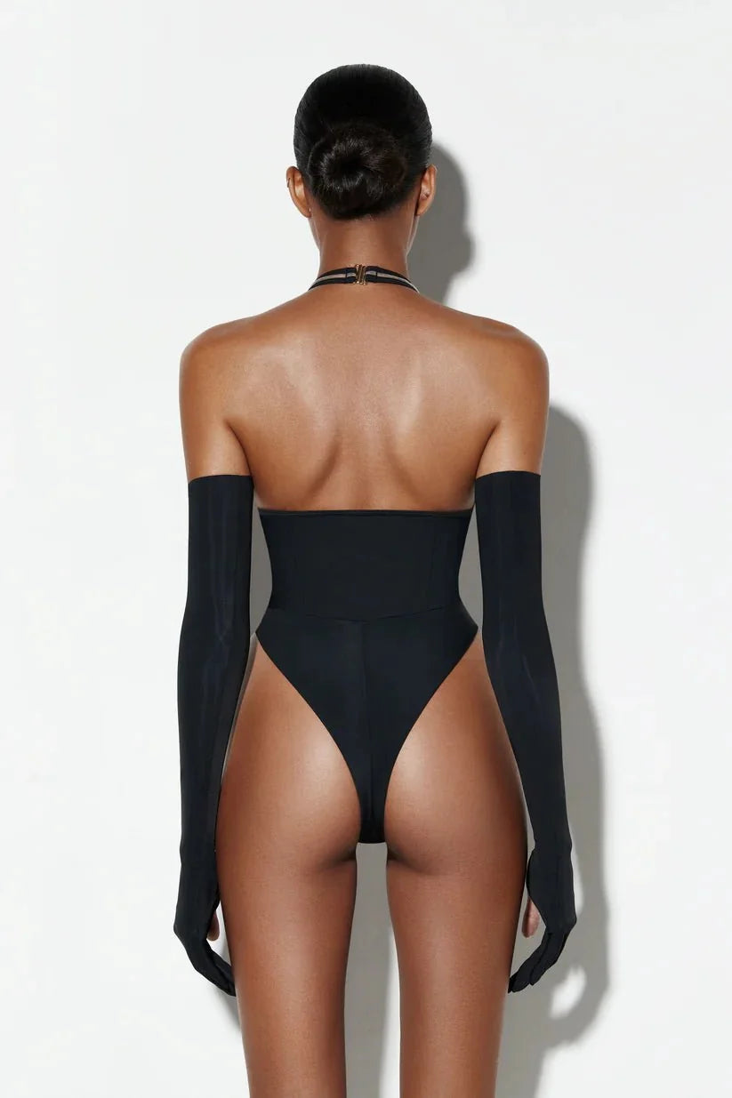 Swan - Siyah Transparan Bodysuit - Amoriawear.