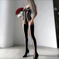 İvory - Siyah Bodysuit ( Çorap Dahildir ) - Amoriawear.