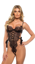 Siyah Dantelli Bodysuit - 8625 - Amoriawear.